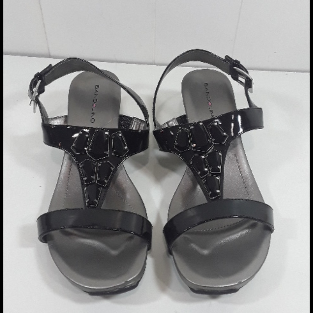 wedge sandal with black rhinestones size 8m